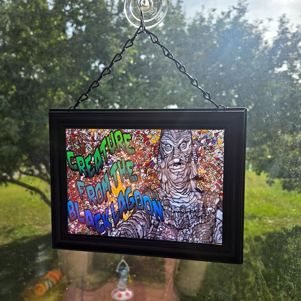 Creature from the Black Lagoon Hanging Suncatcher Stained Glass Picture Mosaic